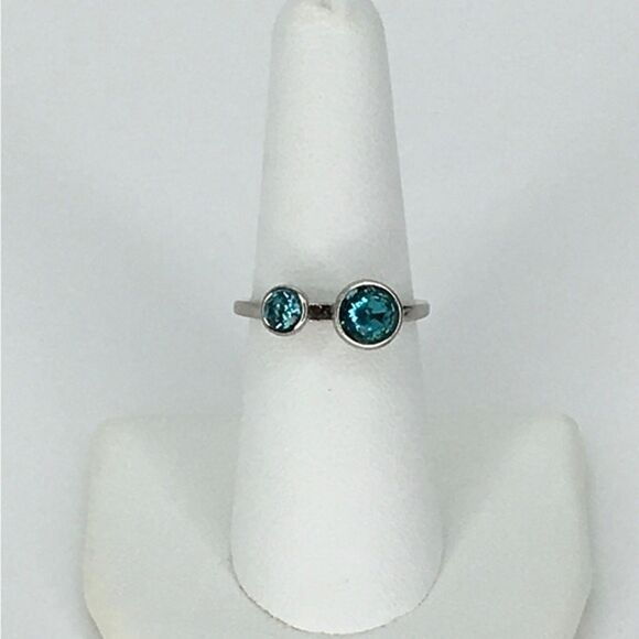 Vintage NVC Nataliya V.‎ Collister Ring Silver Teal Mother Child Estate Sz. 7 - Picture 1 of 5